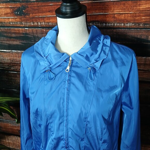 Zenergy Chicos Jacket Size 2 Large Full Zip Mock Hood Lightweight Blue Pockets - Picture 5 of 9